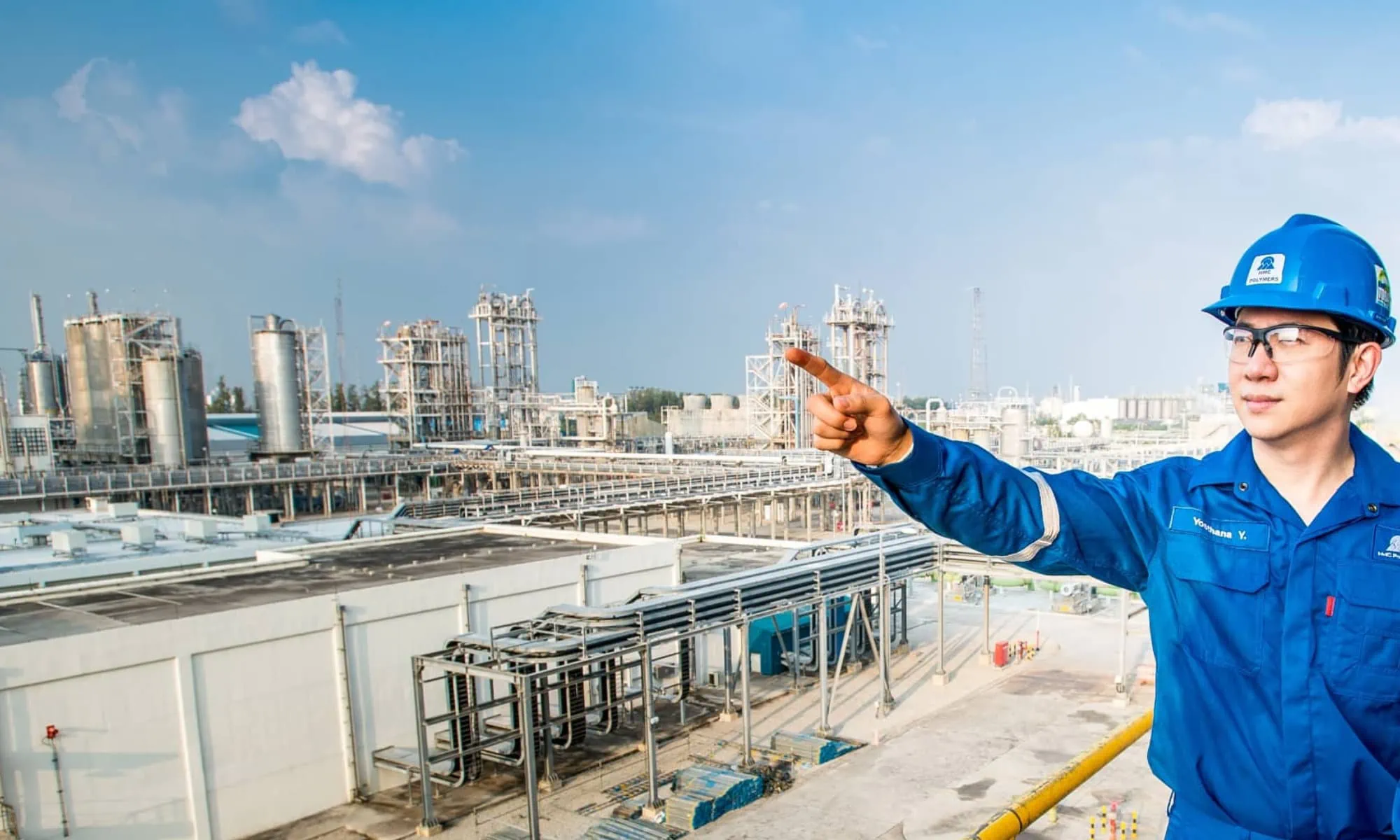 The Man on background Oil Factory